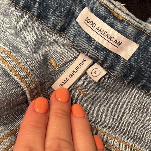 New Good American Good Girlfriend Distressed Raw Step Hem High Rise Jeans - Picture 8 of 9